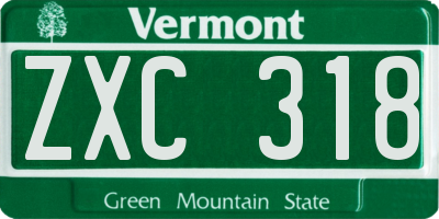 VT license plate ZXC318