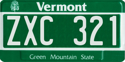 VT license plate ZXC321