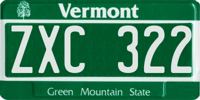 VT license plate ZXC322
