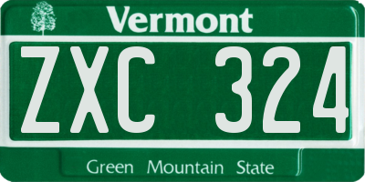 VT license plate ZXC324
