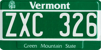 VT license plate ZXC326