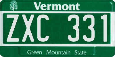 VT license plate ZXC331