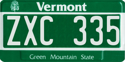 VT license plate ZXC335