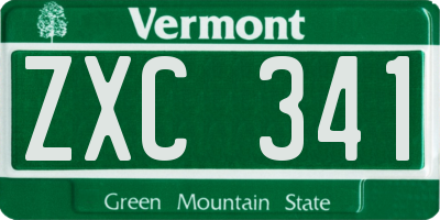 VT license plate ZXC341