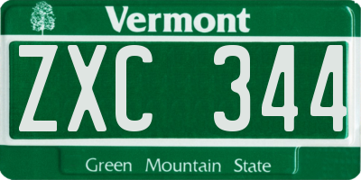 VT license plate ZXC344