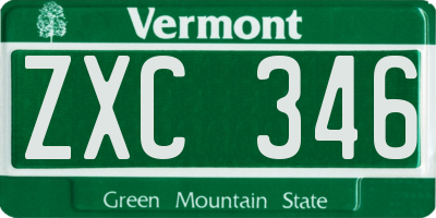 VT license plate ZXC346