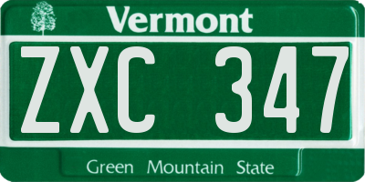 VT license plate ZXC347