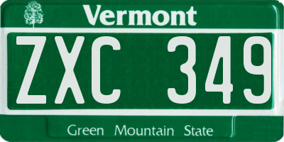 VT license plate ZXC349