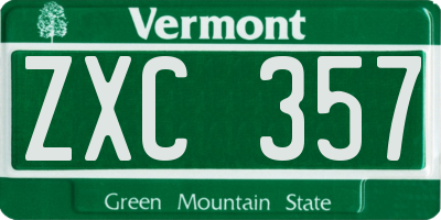 VT license plate ZXC357