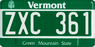 VT license plate ZXC361