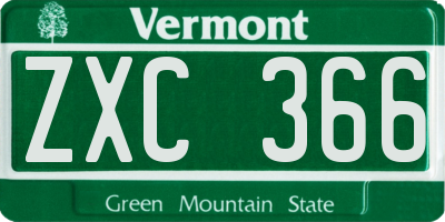 VT license plate ZXC366