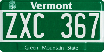 VT license plate ZXC367