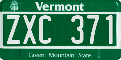 VT license plate ZXC371