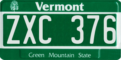 VT license plate ZXC376