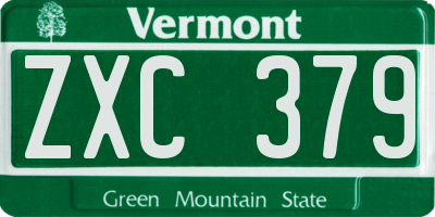 VT license plate ZXC379