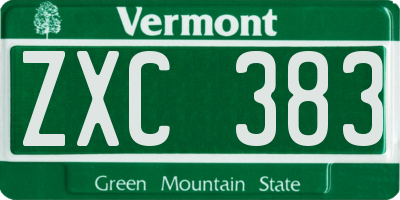 VT license plate ZXC383