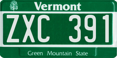 VT license plate ZXC391