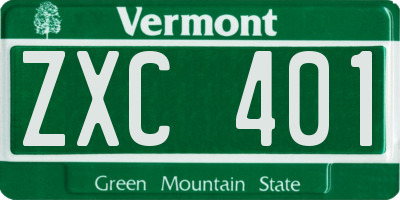 VT license plate ZXC401
