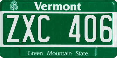 VT license plate ZXC406