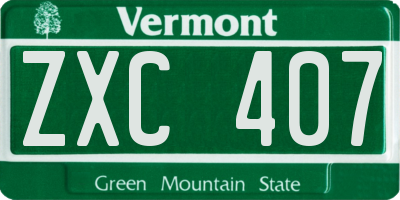VT license plate ZXC407