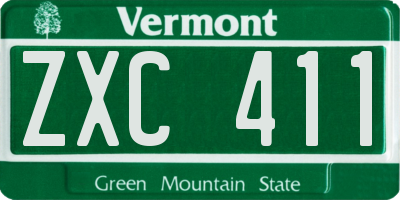 VT license plate ZXC411