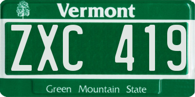 VT license plate ZXC419
