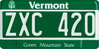 VT license plate ZXC420