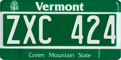 VT license plate ZXC424