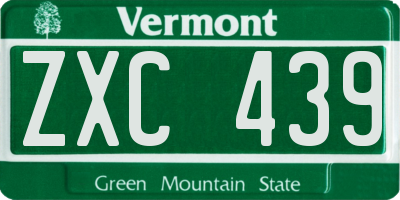 VT license plate ZXC439