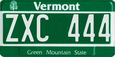 VT license plate ZXC444