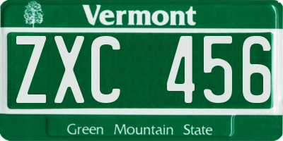 VT license plate ZXC456