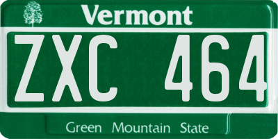 VT license plate ZXC464