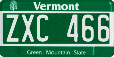 VT license plate ZXC466