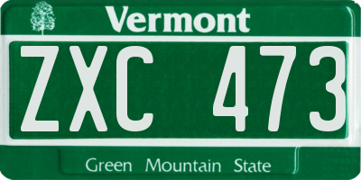 VT license plate ZXC473
