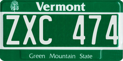 VT license plate ZXC474