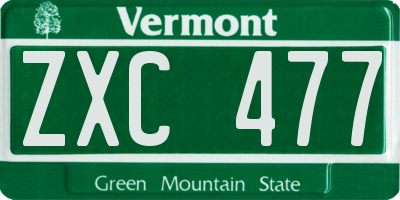 VT license plate ZXC477