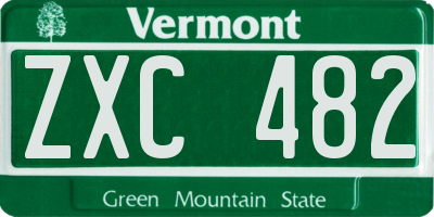VT license plate ZXC482