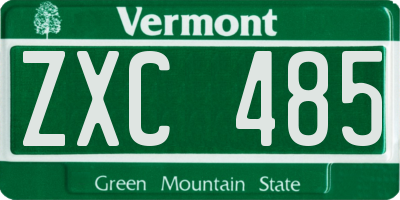 VT license plate ZXC485