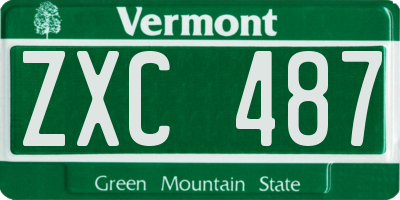 VT license plate ZXC487