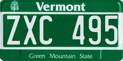 VT license plate ZXC495