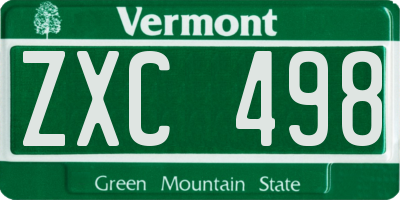 VT license plate ZXC498