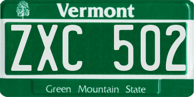 VT license plate ZXC502
