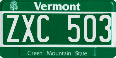 VT license plate ZXC503