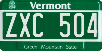 VT license plate ZXC504
