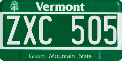 VT license plate ZXC505