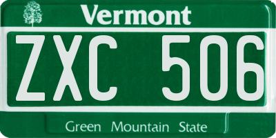 VT license plate ZXC506