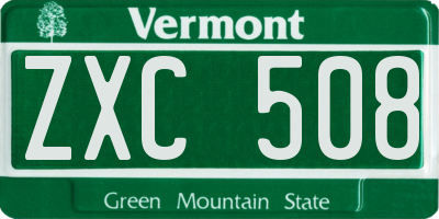 VT license plate ZXC508