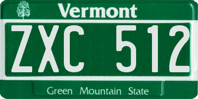 VT license plate ZXC512
