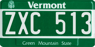 VT license plate ZXC513