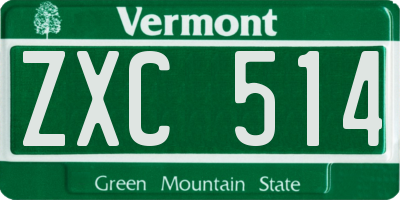VT license plate ZXC514